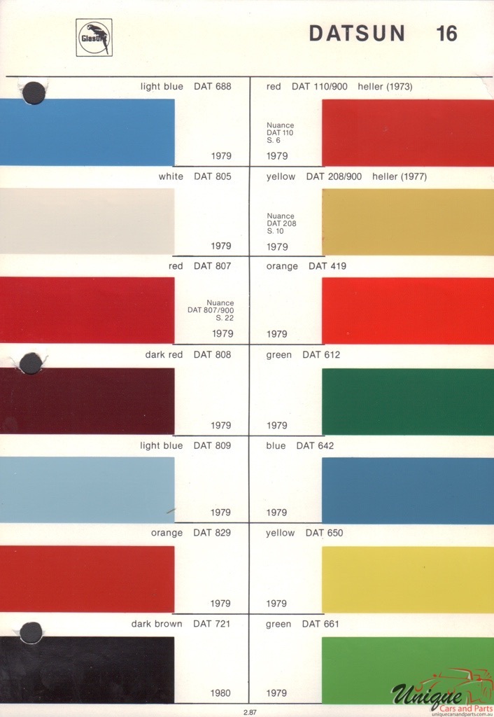 1980 Datsun Paint Charts Glasurit 5